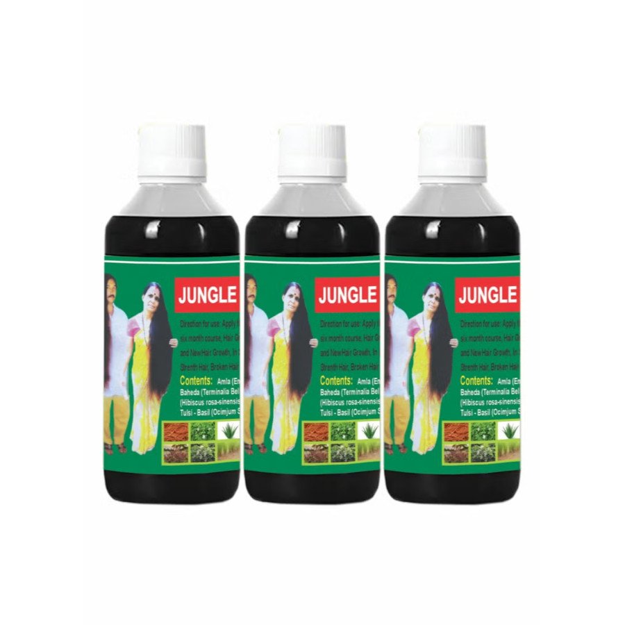 Jungle Adivasi Herbal Hair Oil – 100% Ayurvedic Formula for Strong, Healthy Hair (500ml)- Pack of 3