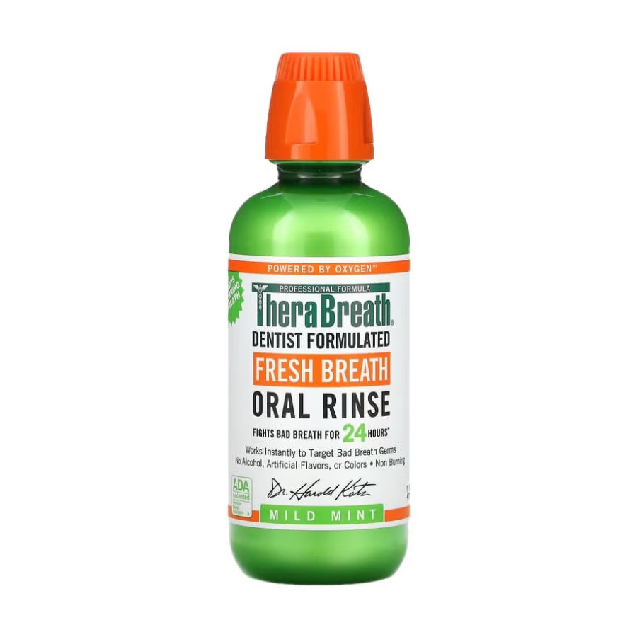 TheraBreath Dentist-Formulated Fresh Breath Oral Rinse – Mild Mint 473ml (16 oz) Mouthwash for Long-Lasting Freshness