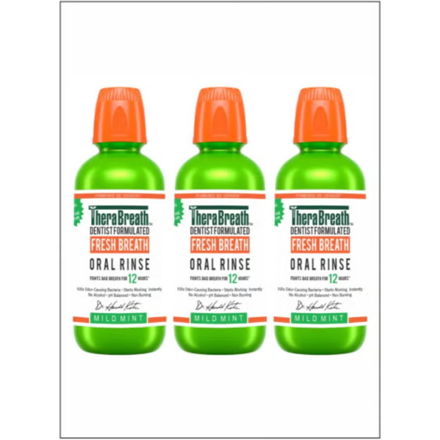 Therabreath Fresh Breath Mouthwash Rainforest Mint –  Long-Lasting Freshness & Oral Care Solution - Pack of 3