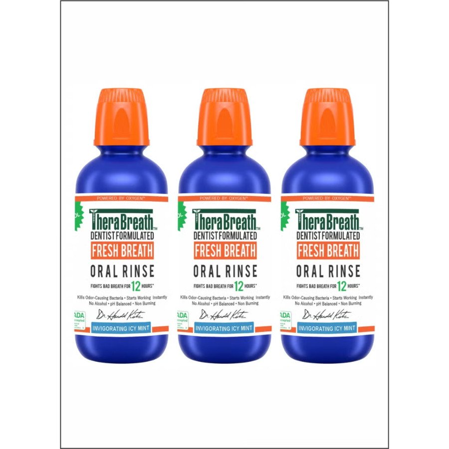 TheraBreath Healthy Gums Mouthwash – Icy Mint Oral Rinse  for Refreshing Protection & Gum Care -  Pack of 3
