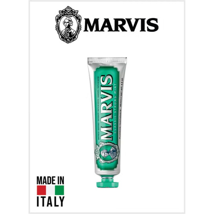 Marvis Classic Strong Mint Toothpaste – 85ml | Fluoride Whitening Toothpaste for Intense Fresh Breath & Cavity Protection