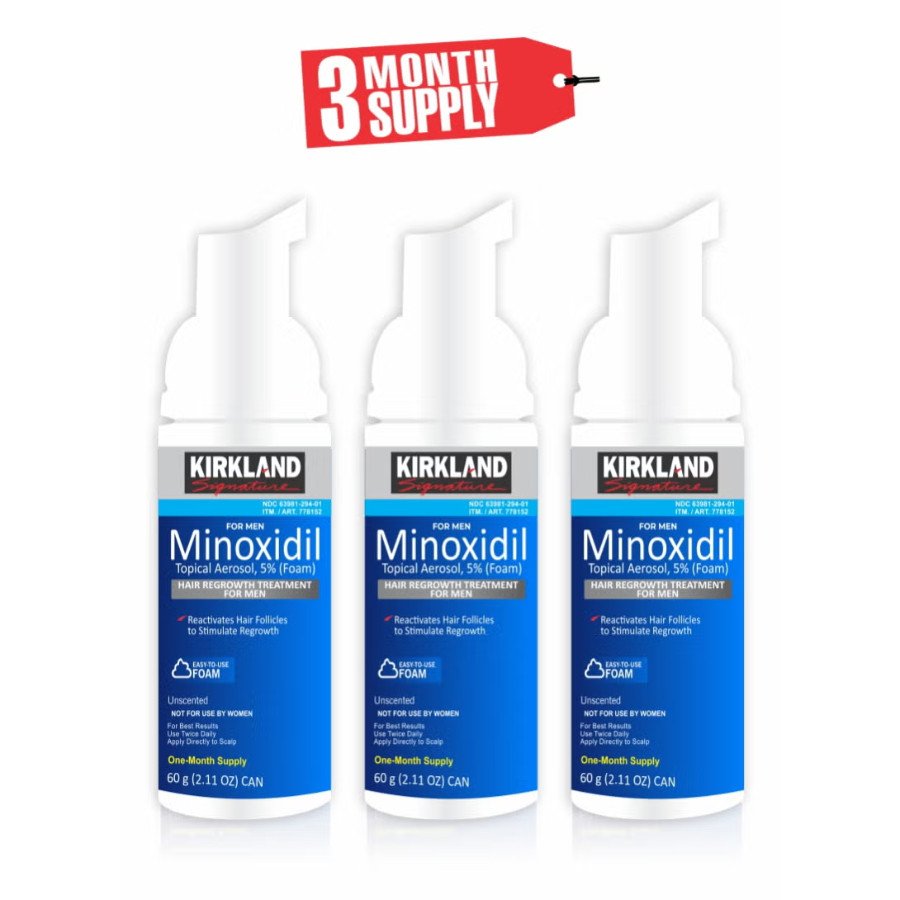 Minoxidil Blue Foam - Premium Solution for Hair Loss and Healthy Growth -  Pack of 3